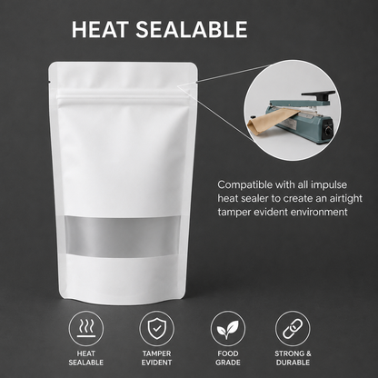 White Paper Stand-Up Zip Lock Pouch