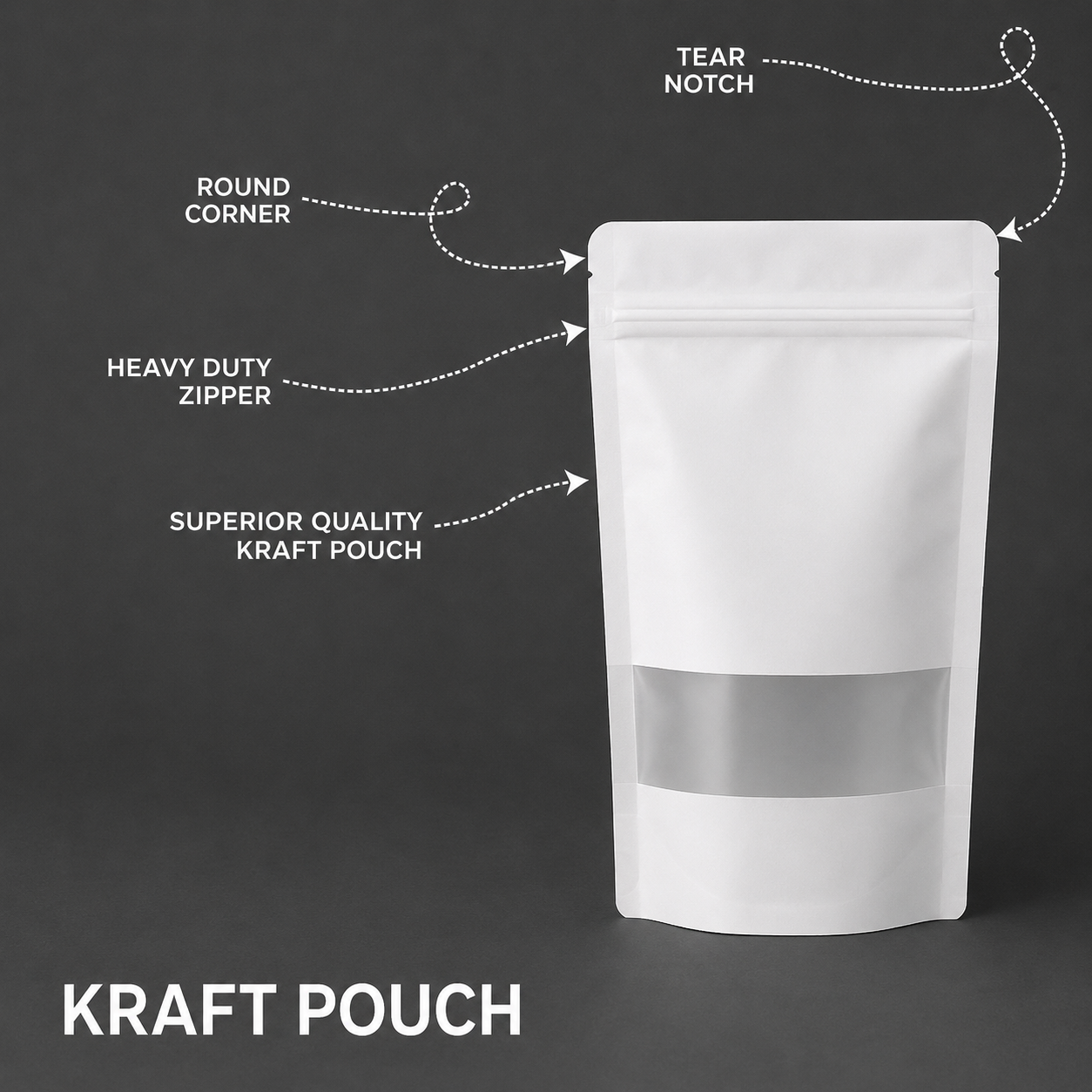White Paper Stand-Up Zip Lock Pouch