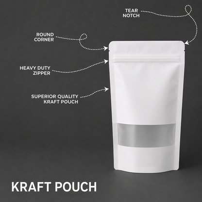 White Paper Stand-Up Zip Lock Pouch
