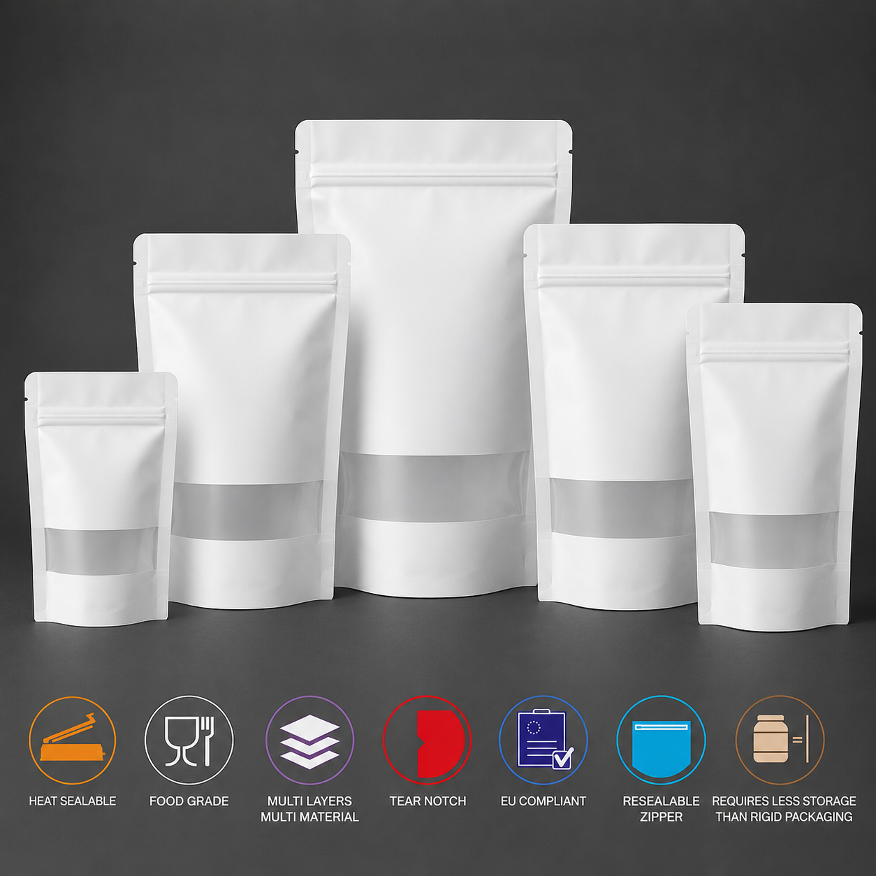 White Paper Stand-Up Zip Lock Pouch