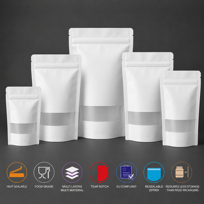 White Paper Stand-Up Zip Lock Pouch