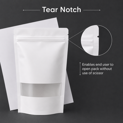 White Paper Stand-Up Zip Lock Pouch