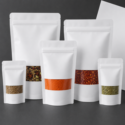 White Paper Stand-Up Zip Lock Pouch