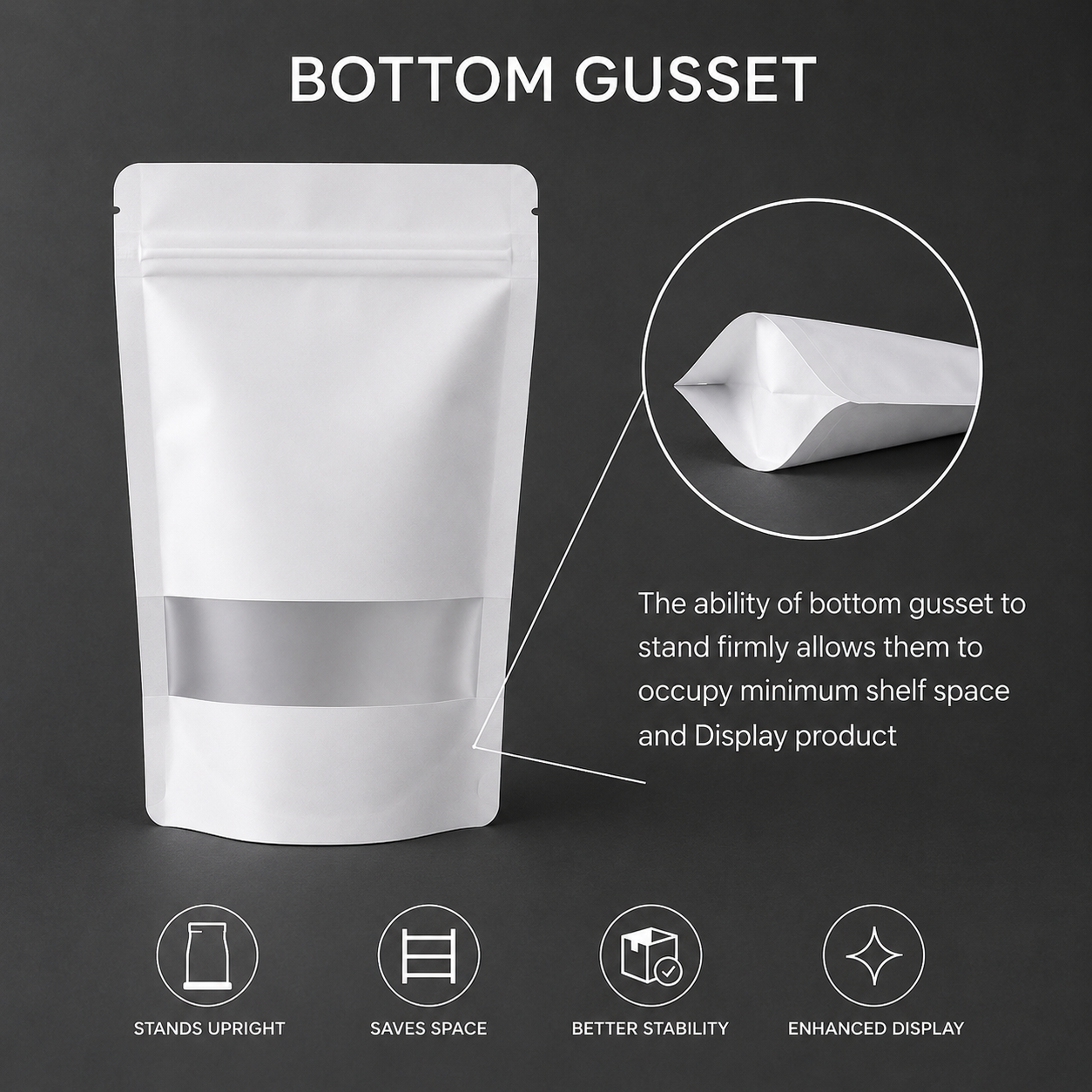 White Paper Stand-Up Zip Lock Pouch