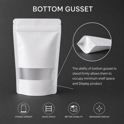 White Paper Stand-Up Zip Lock Pouch