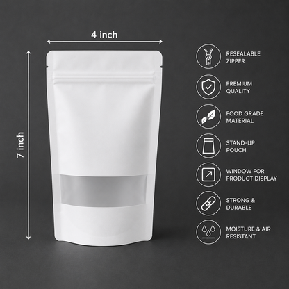 White Paper Stand-Up Zip Lock Pouch