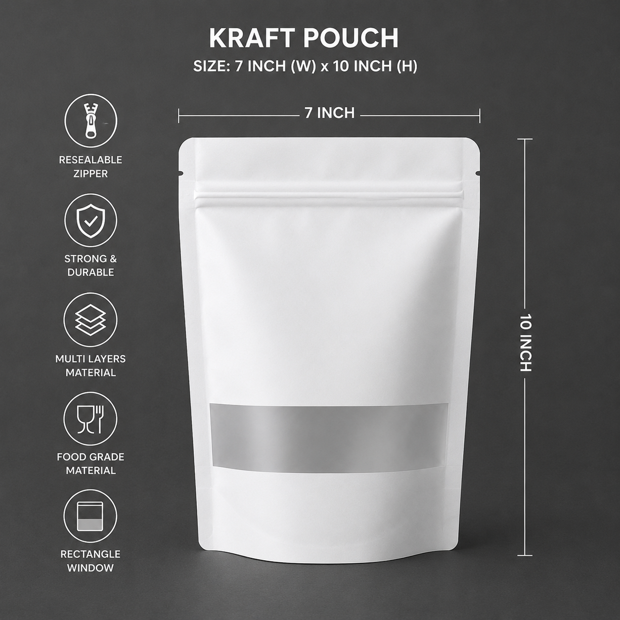 White Paper Stand-Up Zip Lock Pouch