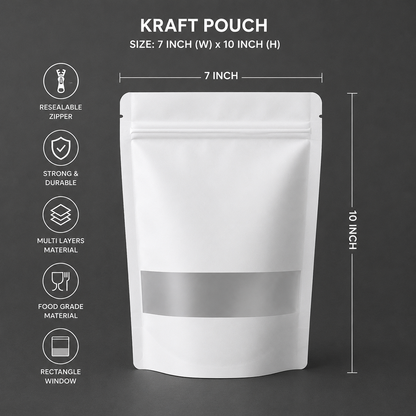 White Paper Stand-Up Zip Lock Pouch