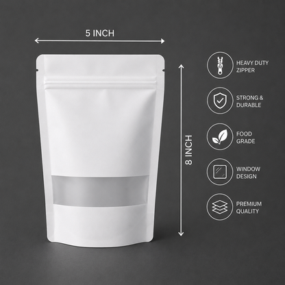 White Paper Stand-Up Zip Lock Pouch