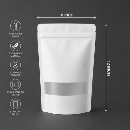 White Paper Stand-Up Zip Lock Pouch