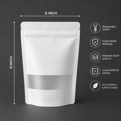 White Paper Stand-Up Zip Lock Pouch
